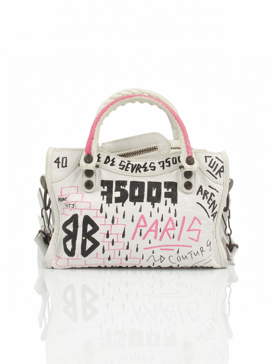 Balenciaga Graffiti Classis City Mini / White