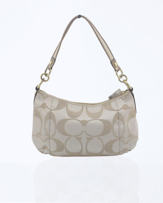 Coach Signature Canvas Shoulder Bag / Gold
