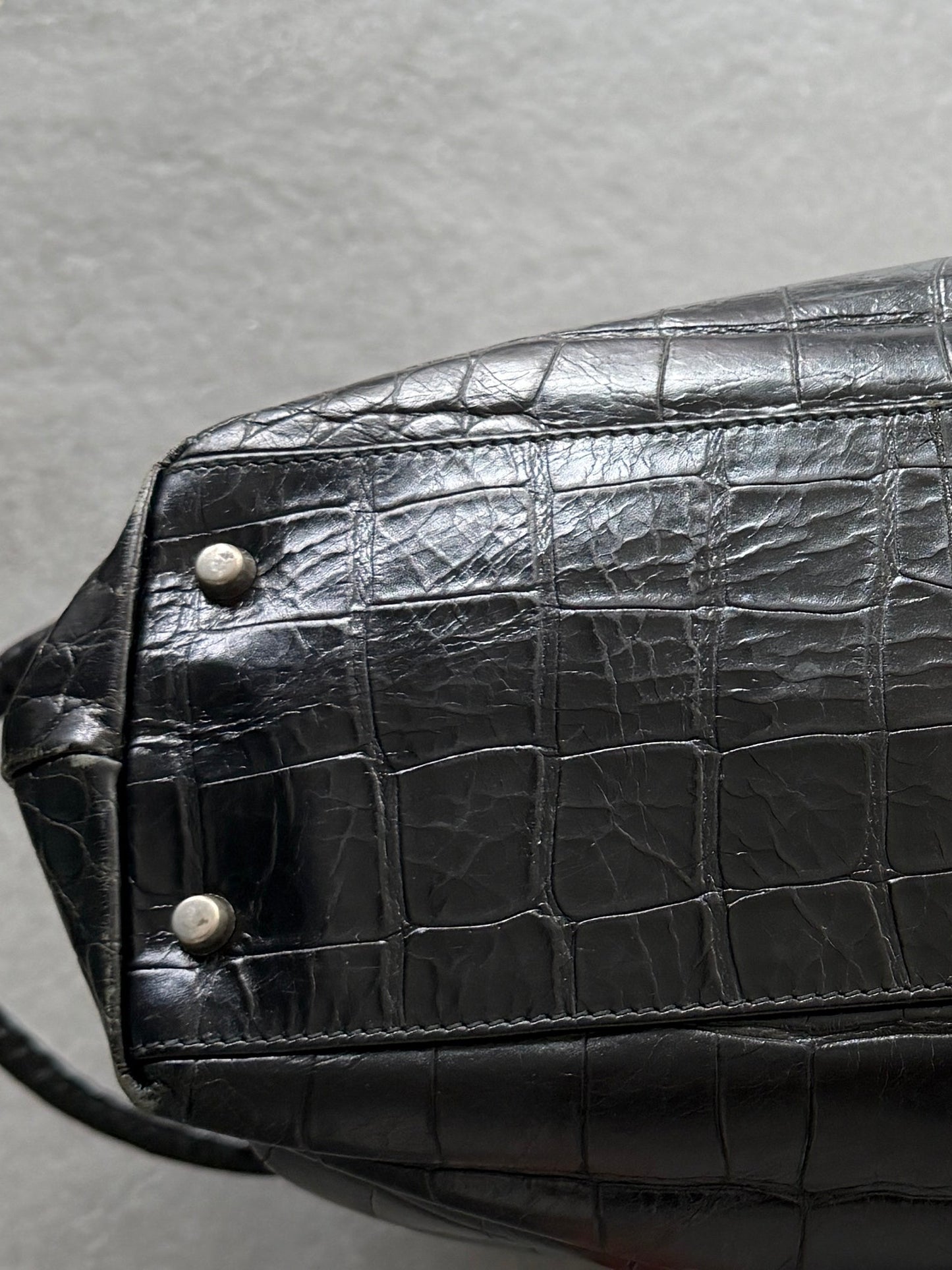 Furla Croc-Embossed Leather Bucket Bag / Black