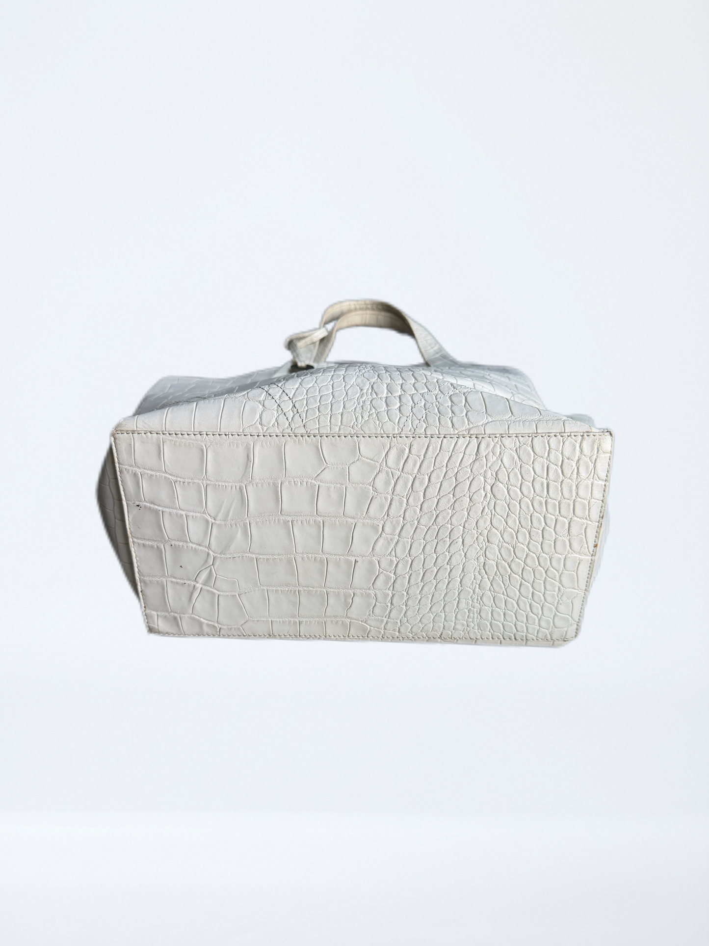 Furla Croc-Embossed Leather Tote Bag / White