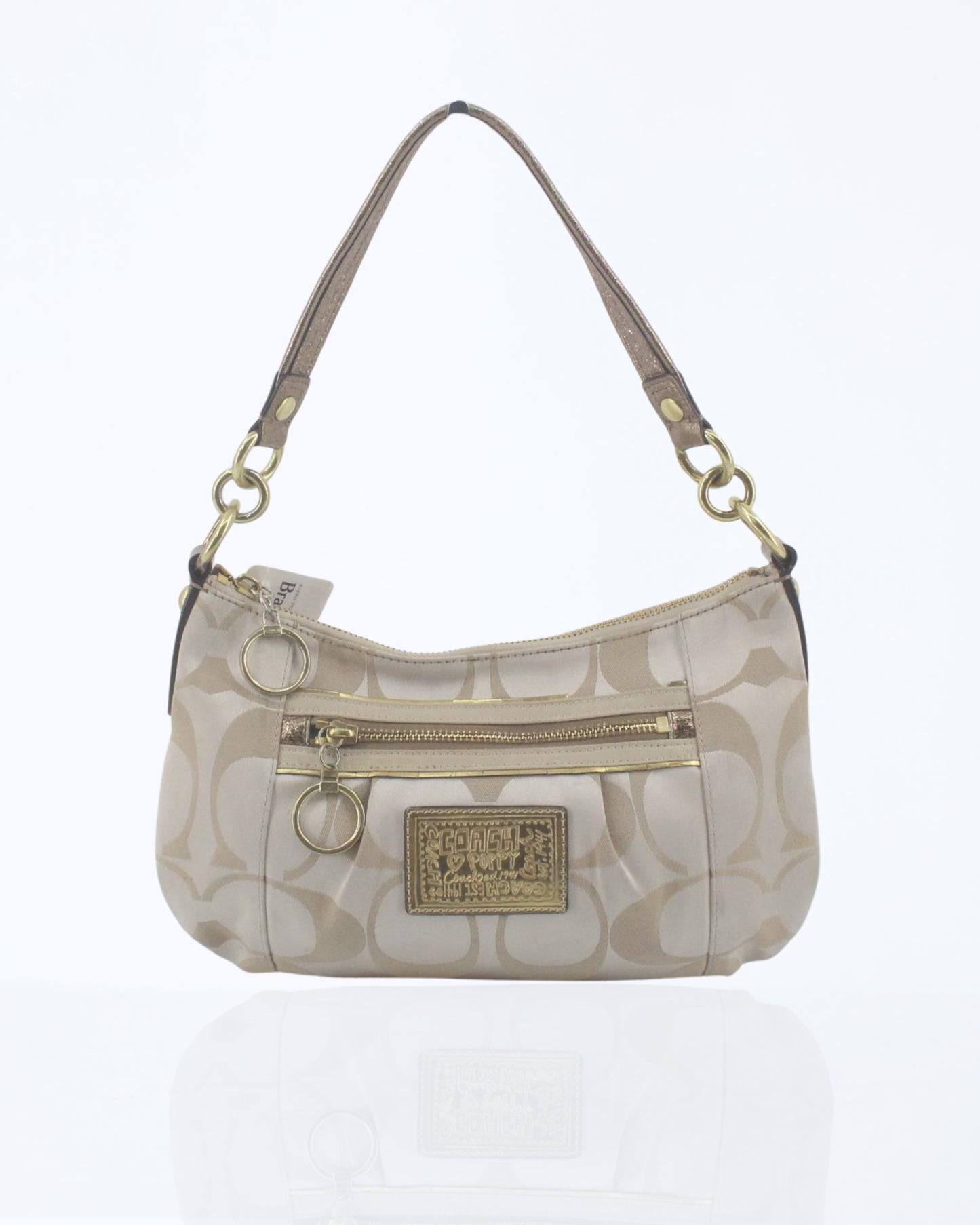 Coach Signature Canvas Shoulder Bag / Gold
