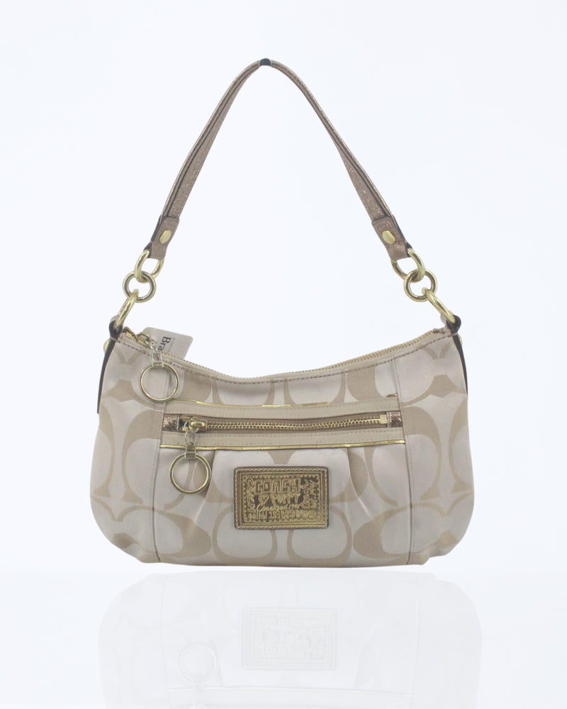 Coach Signature Canvas Shoulder Bag / Gold