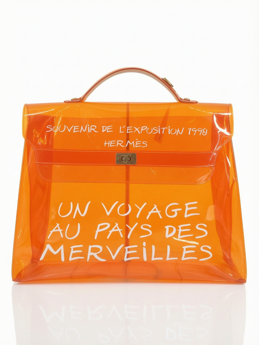 Hermes Vinyl Kelly Beach Bag / Orange