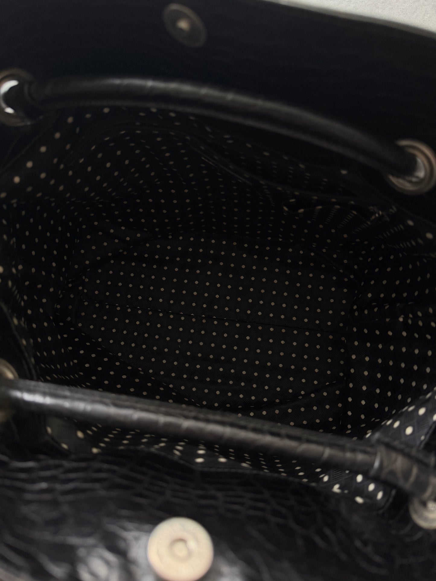 Furla Croc-Embossed Leather Bucket Bag / Black