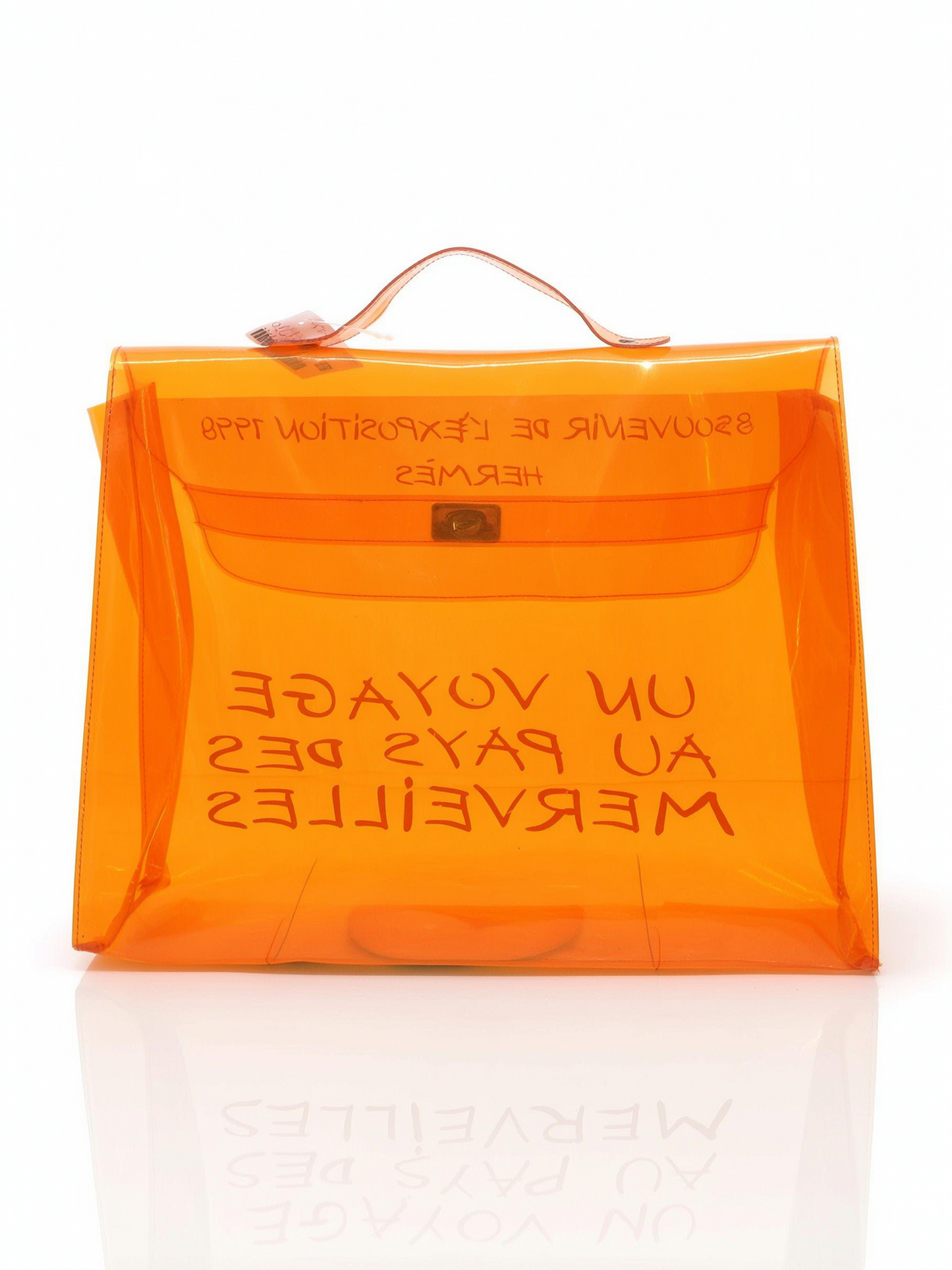 Hermes Vinyl Kelly Beach Bag / Orange